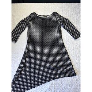 Reborn Black & White Long Sleeve A-Line Slanted Hem Dress size large